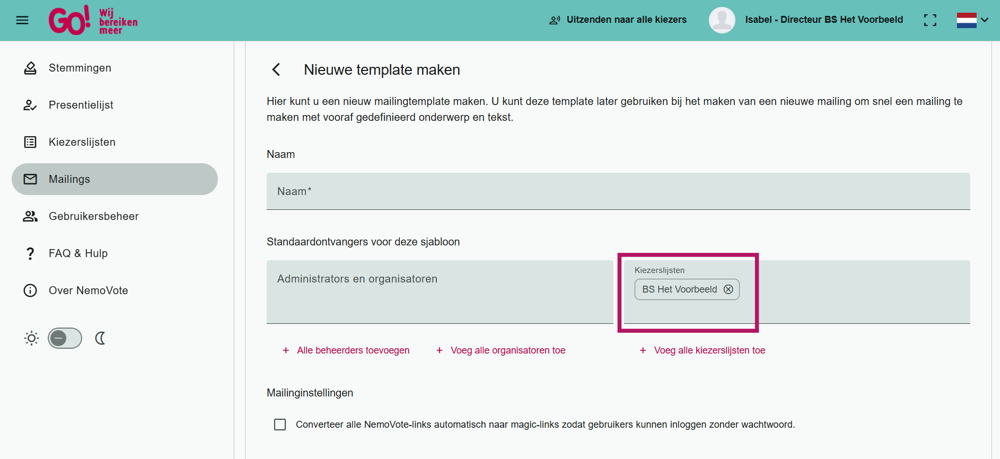 Template Kiezerslijst Mailing