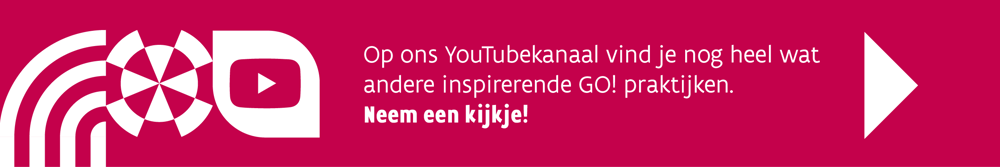 banner in magenta huisstijlkleur en met huisstijlfiguren van het GO die verwijst naar een playlist op youtube met video's over goede prakrijkvoorbeelden uit het GO