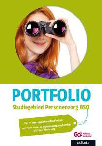 Cover Van Een Portfolio Met Een Meisje Dat Verrekijkers Vasthoudt, Titel PORTFOLIO Studiegebied Personenzorg BSO